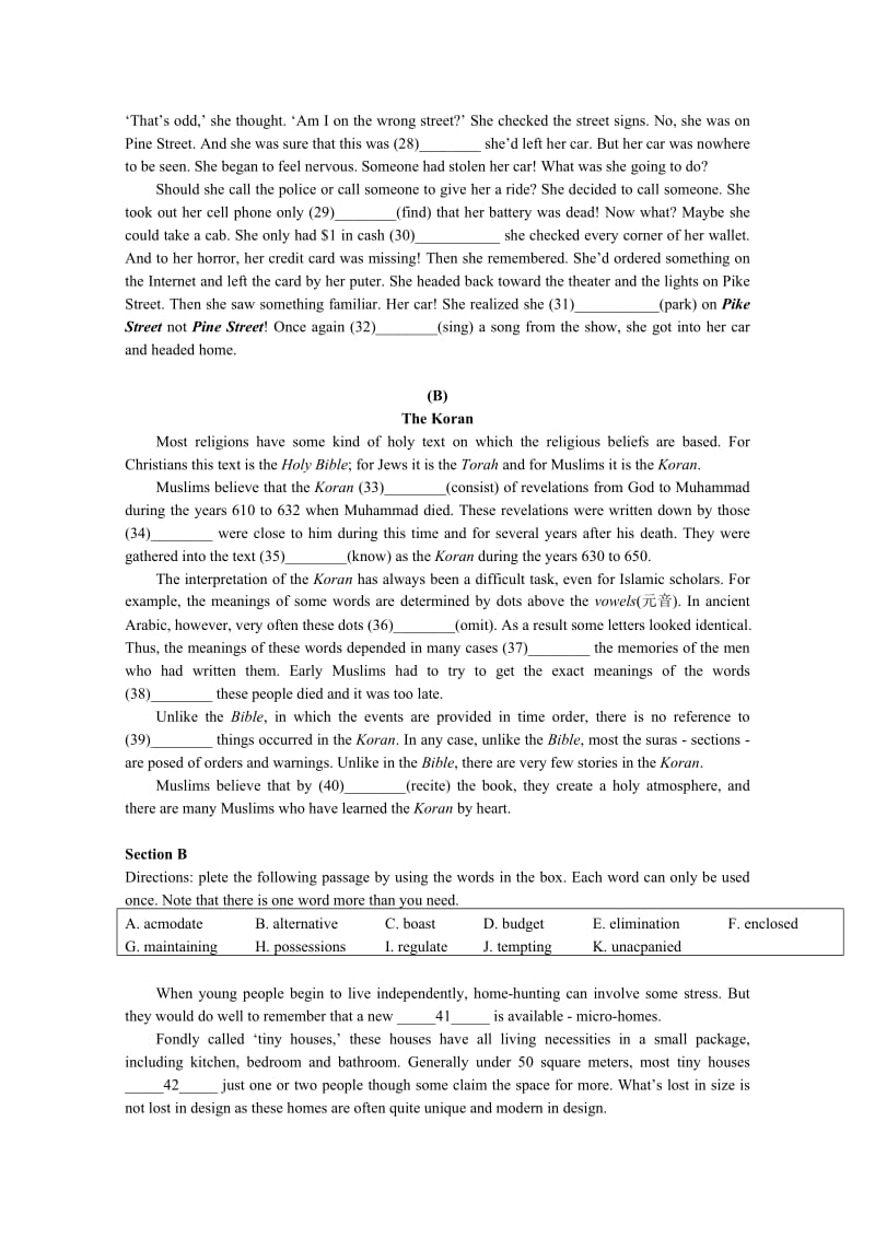 2019-2020年高三上学期期末质量检测英语试题 含答案.doc_第3页