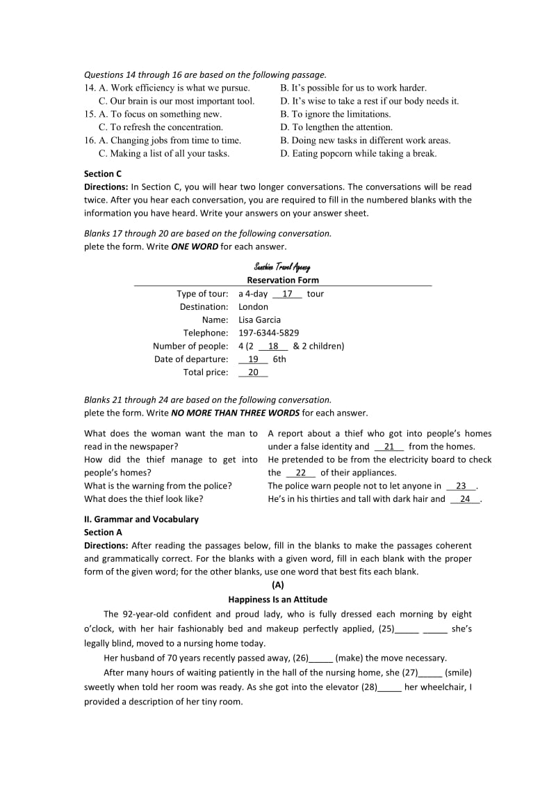 2019-2020年高三第二次高考模拟考试英语试题 含解析.doc_第2页