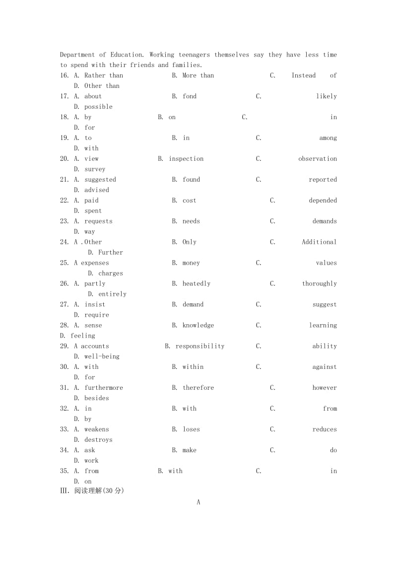 2019-2020年高中英语 Unit4 Making the news课时作业（六）新人教版必修5.doc_第3页