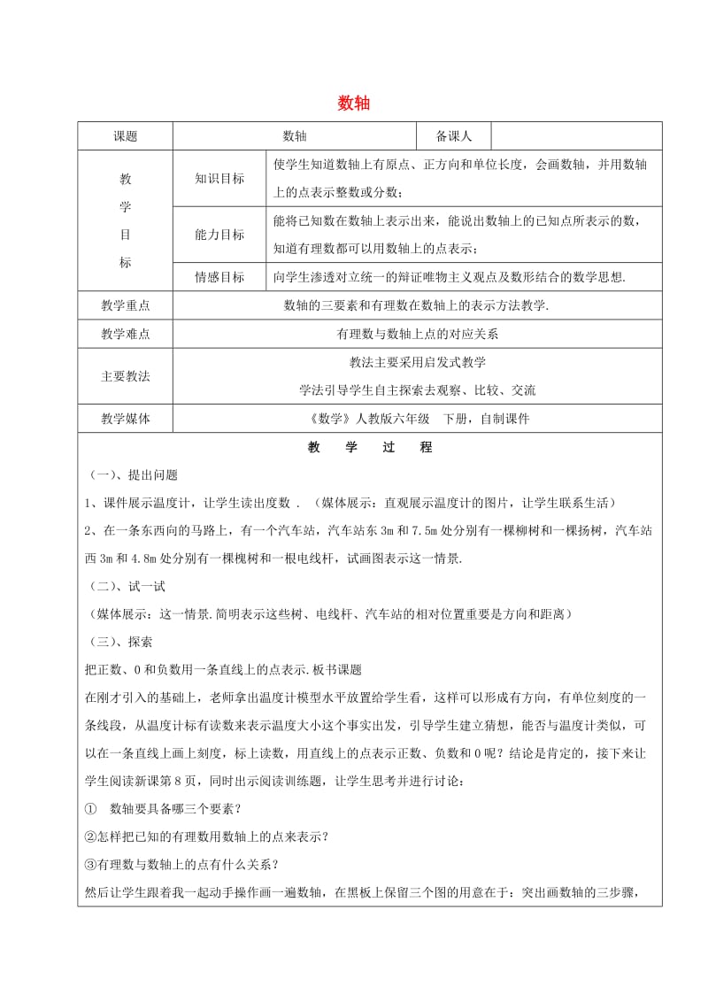 2019学年六年级数学下册 数轴教案 新人教版五四制.doc_第1页