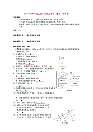 2019-2020年高三第一次模擬考試 數(shù)學(xué) 含答案.doc