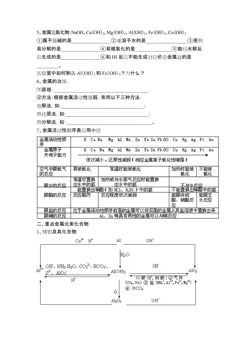 2019-2020年高中化学 专题十 金属元素及其化合物教案.doc_第3页