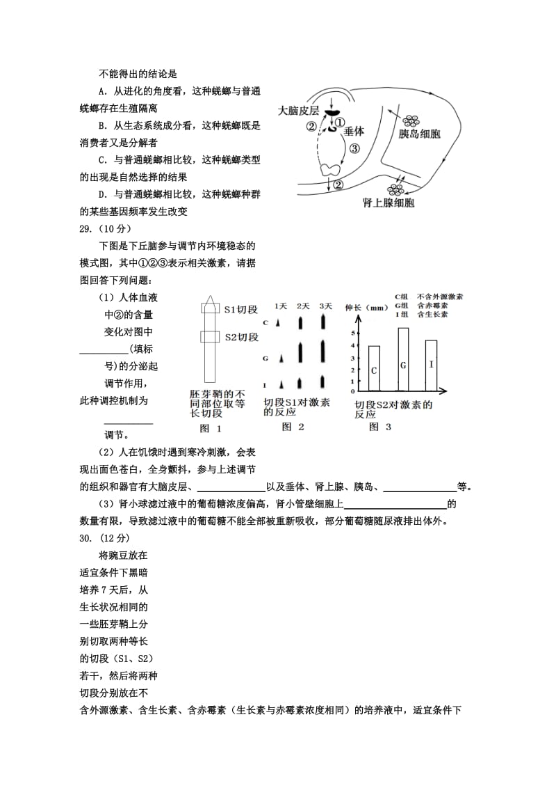 2019-2020年高三第一次模拟生物试题 含答案.doc_第2页