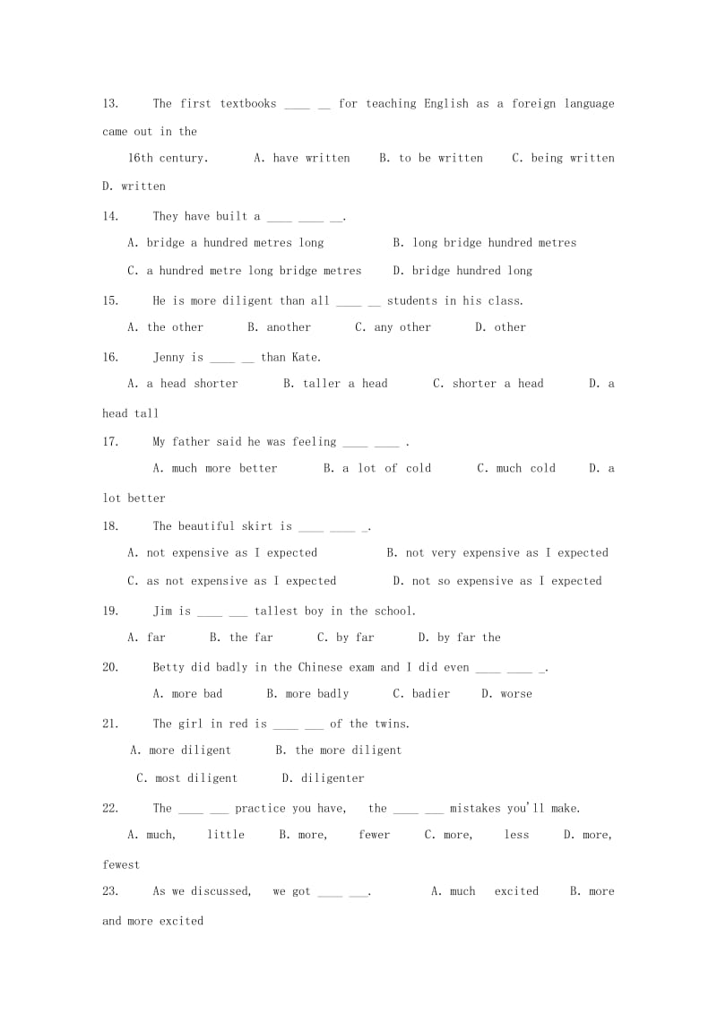 2019-2020年高中英语 Module7 Revision-grammar同步测试 外研版必修1.doc_第2页