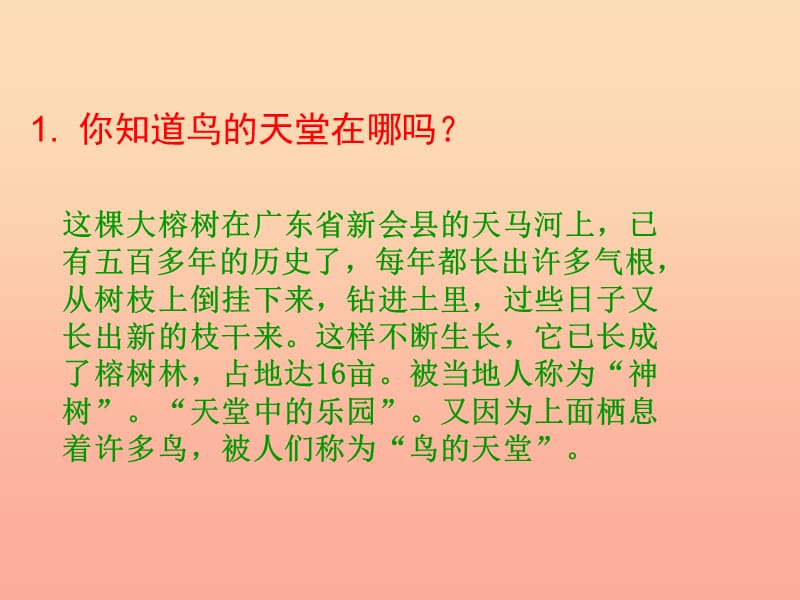 2019年秋四年级语文上册《鸟的天堂》课件4 冀教版.ppt_第2页