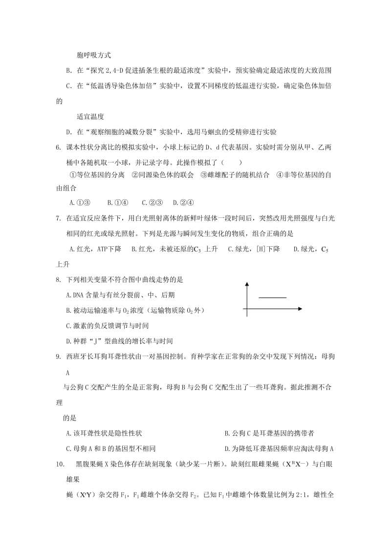 2019-2020年高三上学期生物周练试题3(素) 含答案.doc_第2页