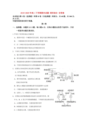 2019-2020年高二下學(xué)期期末試題 理科綜合 含答案.doc