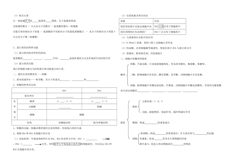 2019-2020年高中生物 前三章复习提纲 新人教版必修1.doc_第3页