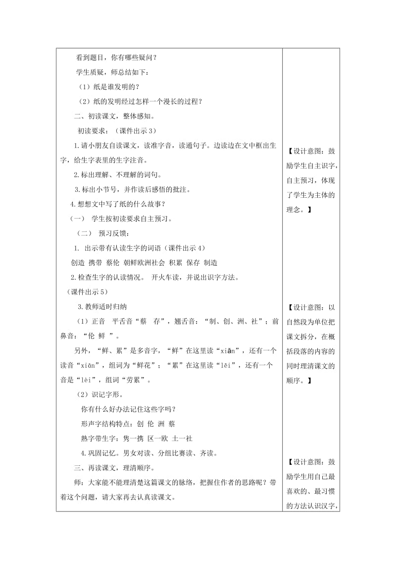 2019三年级语文下册第三单元10纸的发明教学设计+备课素材+课后作业新人教版.docx_第2页