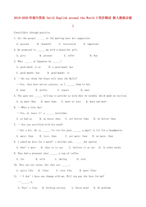 2019-2020年高中英語 Unit2 English around the World 3同步測試 新人教版必修1.doc