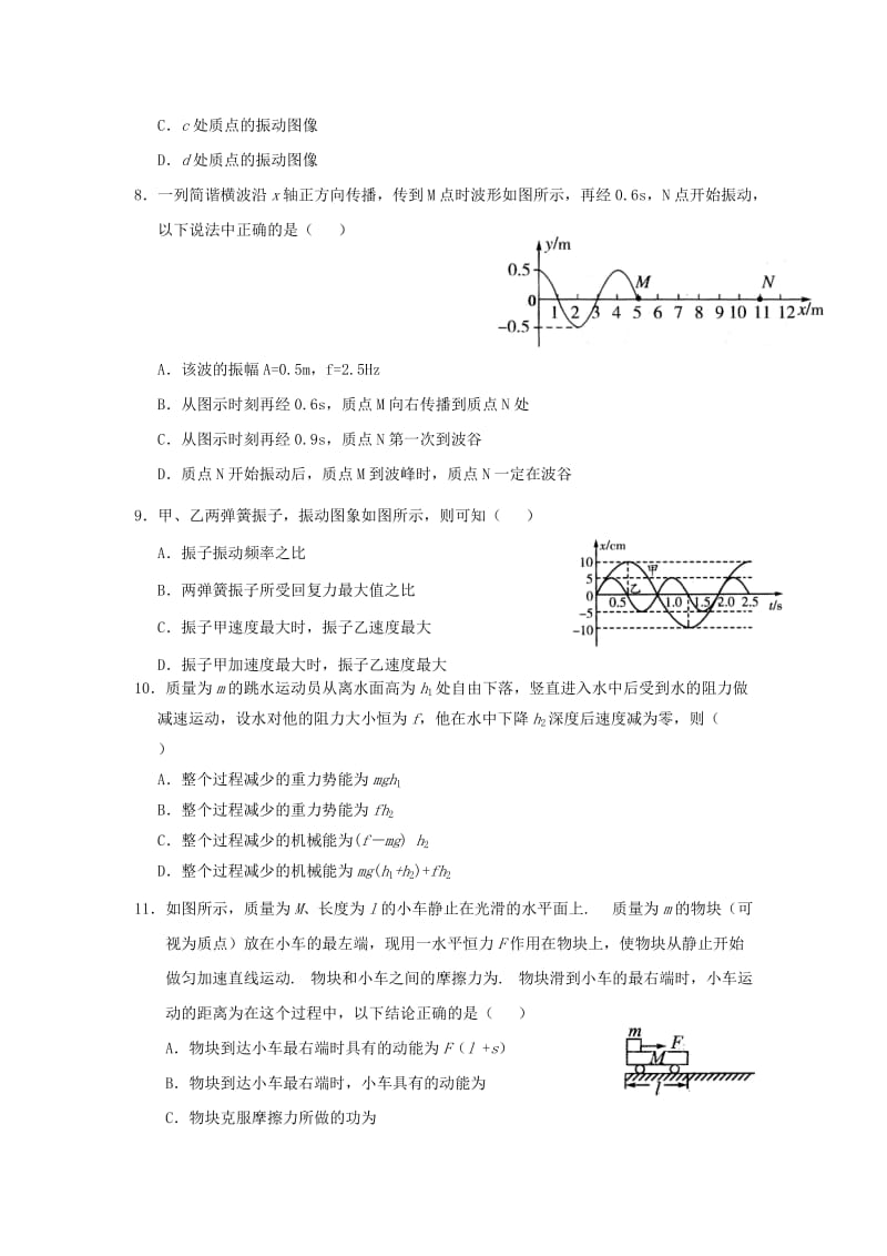 2019年高一下学期期末考试物理含答案.doc_第2页