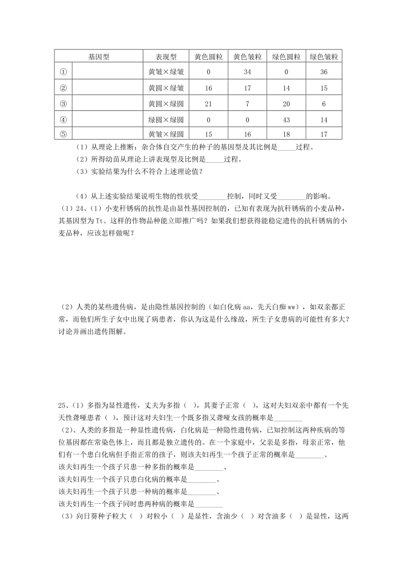 2019-2020年高中生物 第二节《自由组合定律》同步练习9 浙科版必修2.doc_第3页