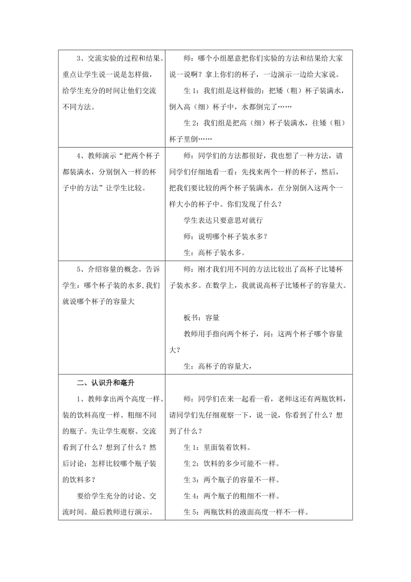 四年级数学上册 一 升和毫升 1.1（认识升与毫升）教学设计 冀教版.doc_第2页