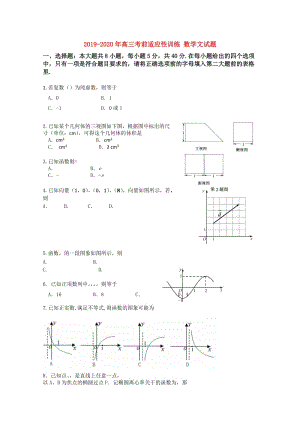 2019-2020年高三考前適應(yīng)性訓(xùn)練 數(shù)學(xué)文試題.doc