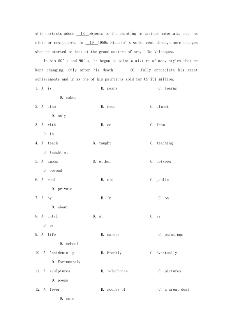 2019-2020年高中英语大题精做01Art含解析新人教版.doc_第2页