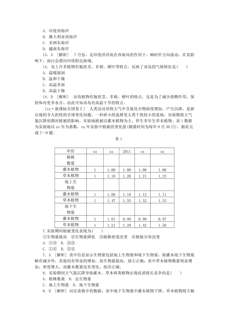 2019-2020年高考地理真题分类汇编 第五单元 自然地理环境的整体性与差异性（含解析）.doc_第2页