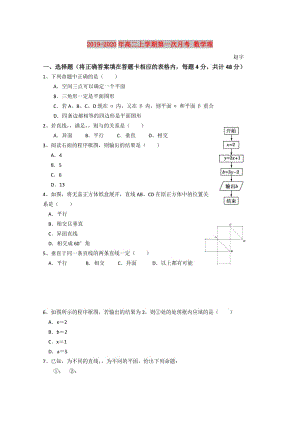 2019-2020年高二上學(xué)期第一次月考 數(shù)學(xué)理.doc