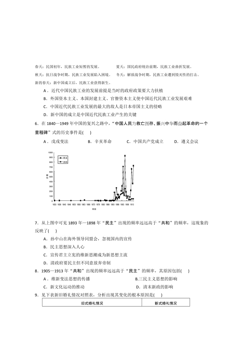 2019-2020年高三上学期第四阶段考试（历史）.doc_第2页