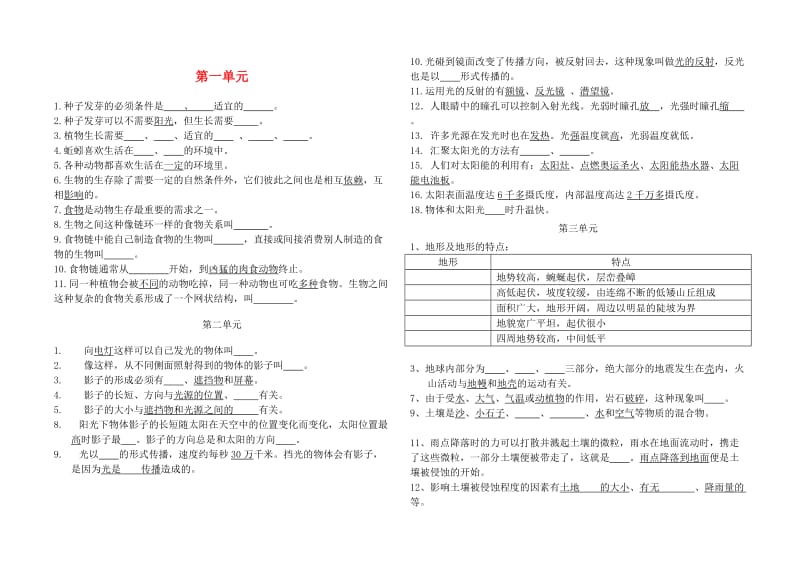 五年级科学测试 教科版五四制.doc_第1页