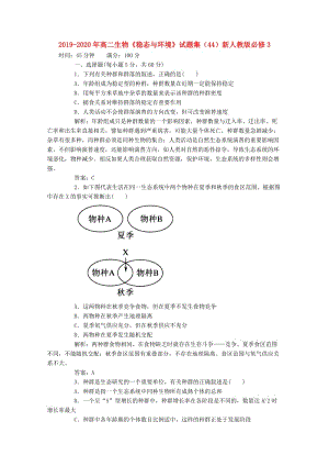 2019-2020年高二生物《穩(wěn)態(tài)與環(huán)境》試題集（44）新人教版必修3.doc