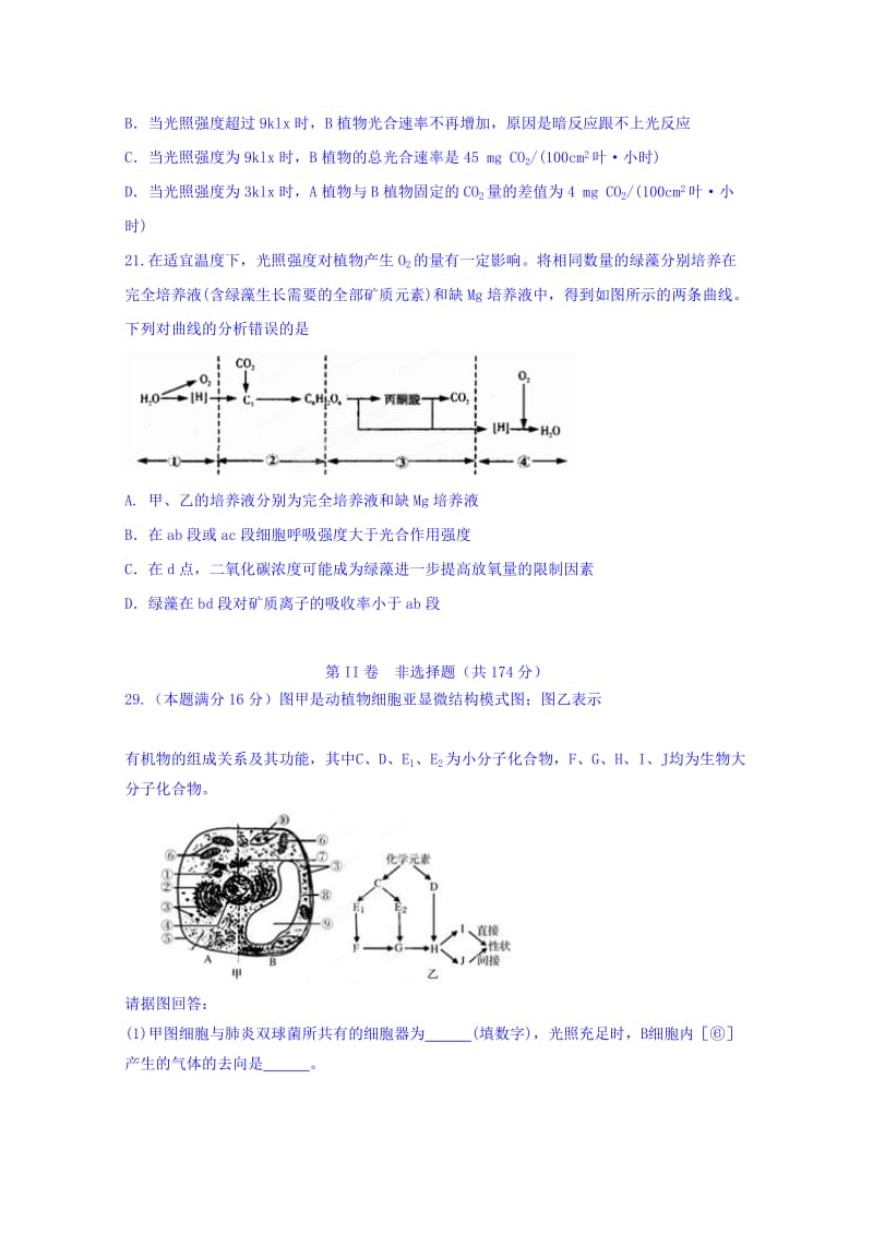 2019-2020年高三实验班暑期第一次月考理综生物试题 含答案.doc_第3页