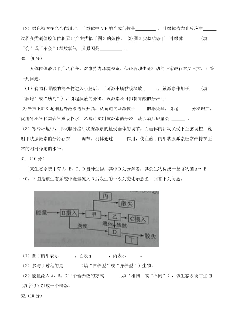 2019-2020年高三下学期5月模拟考试 理综生物.doc_第3页