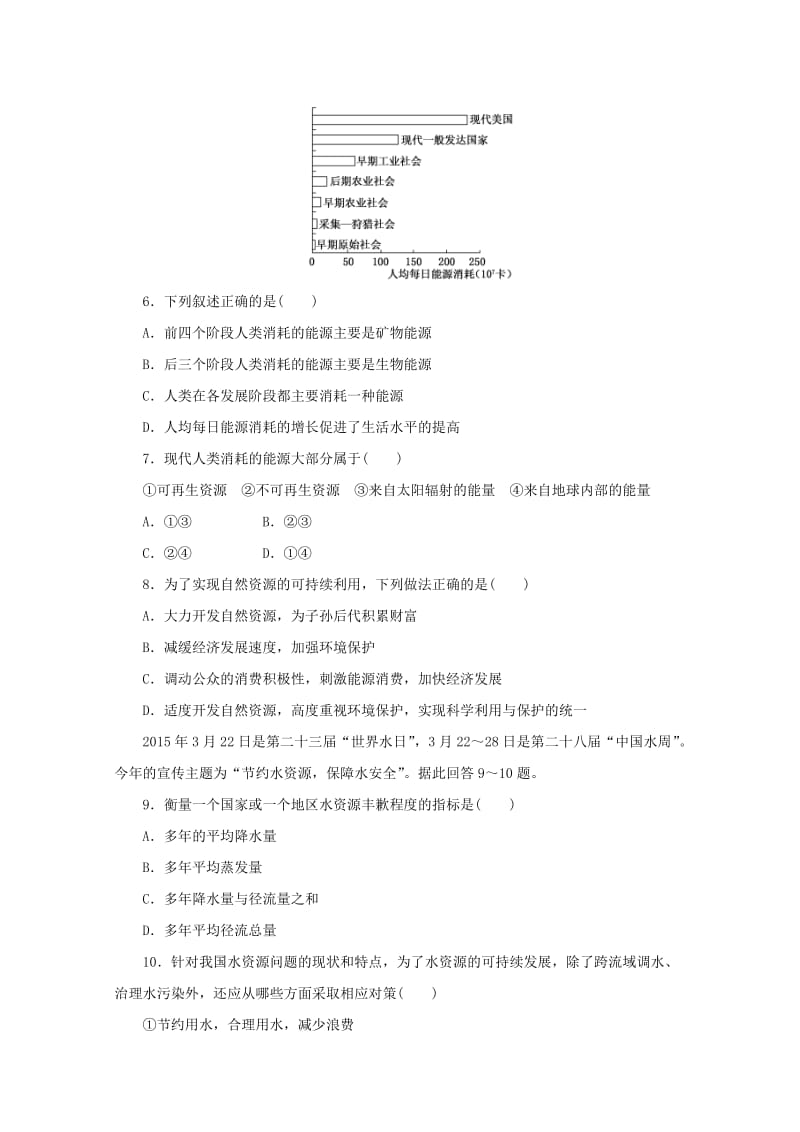 2019年高中地理 第四单元 从人地关系看资源与环境 课下能力提升（十五）自然资源与人类 鲁教版必修1.doc_第2页