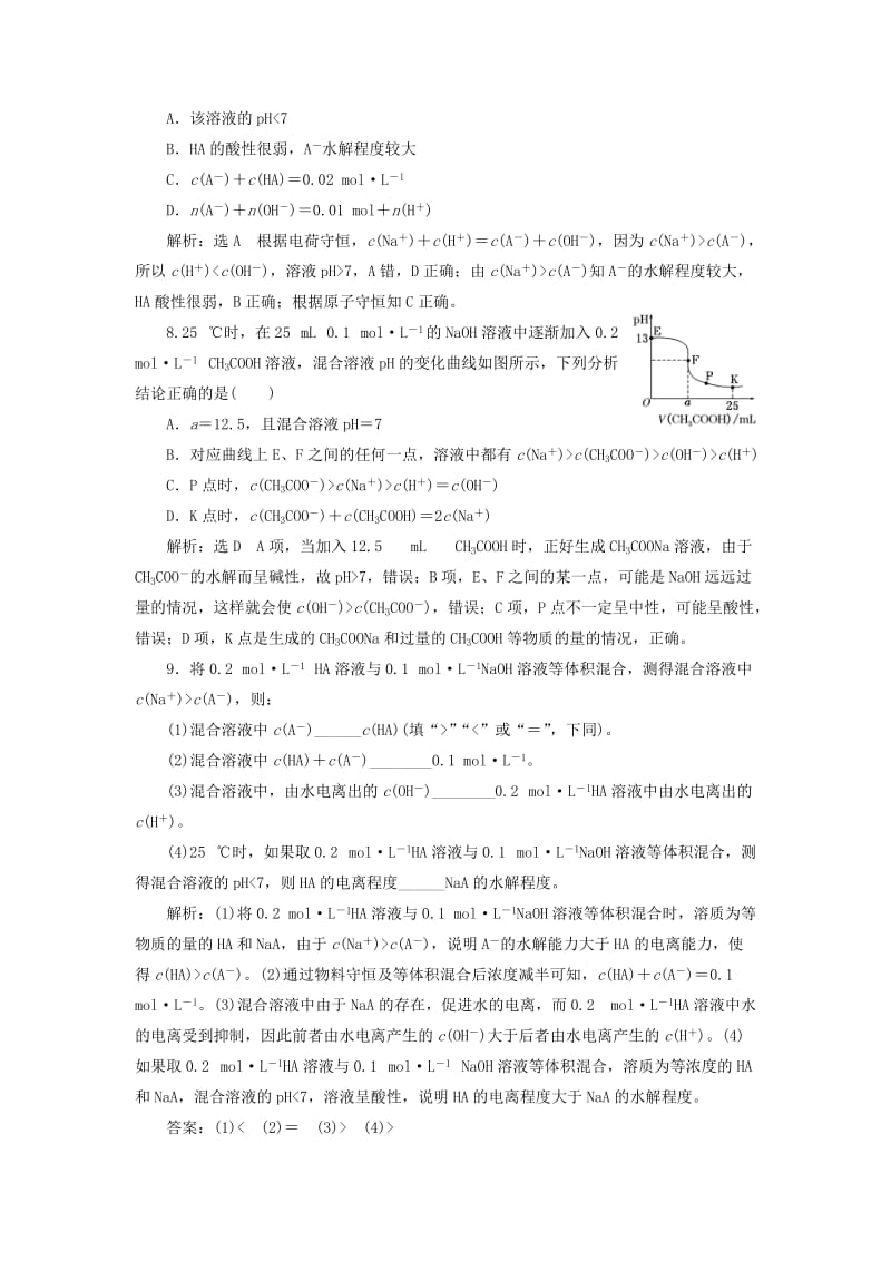 2019-2020年高中化学课时跟踪检测十七溶液中粒子浓度大小的比较新人教版.doc_第3页