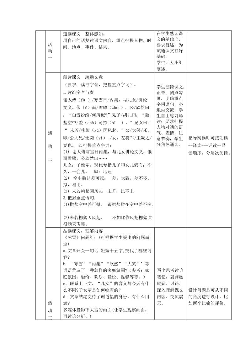 六年级语文上册 第二单元 第12课《世说新语两则》咏雪教学设计 鲁教版五四制.doc_第2页