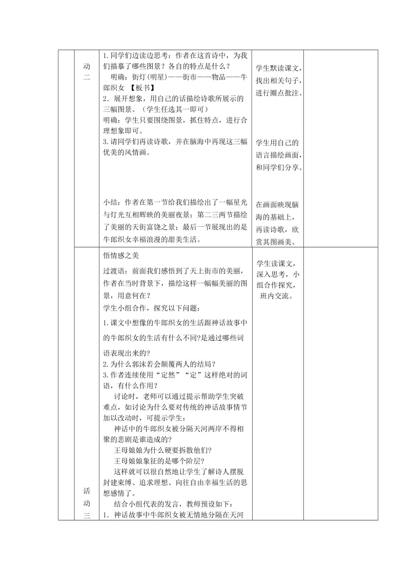 六年级语文上册 第五单元 26 郭沫若诗两首《天上的街市》教学设计 鲁教版五四制.doc_第3页