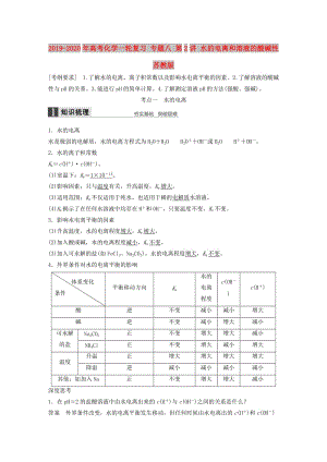 2019-2020年高考化學一輪復習 專題八 第2講 水的電離和溶液的酸堿性 蘇教版.doc