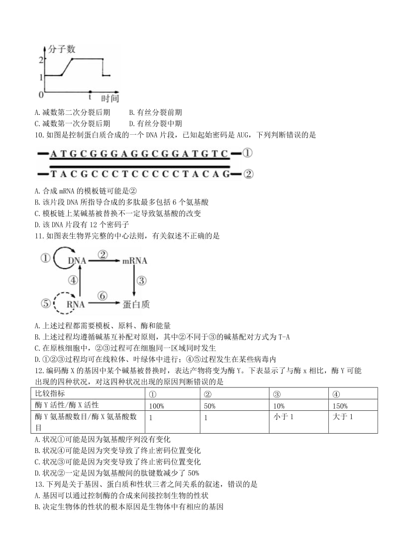 2019-2020年高三第二次教学质量监测 生物.doc_第2页