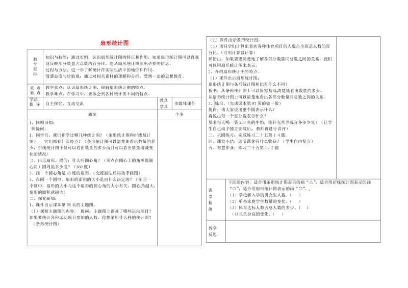 六年级数学上册《扇形统计图》教案 新人教版.doc_第1页