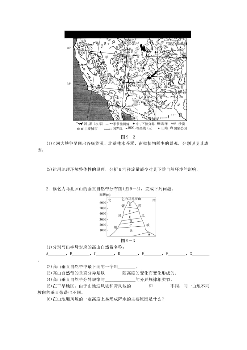 2019-2020年高考地理特色讲练 类型9 山地垂直带谱的影响因素分析.doc_第2页