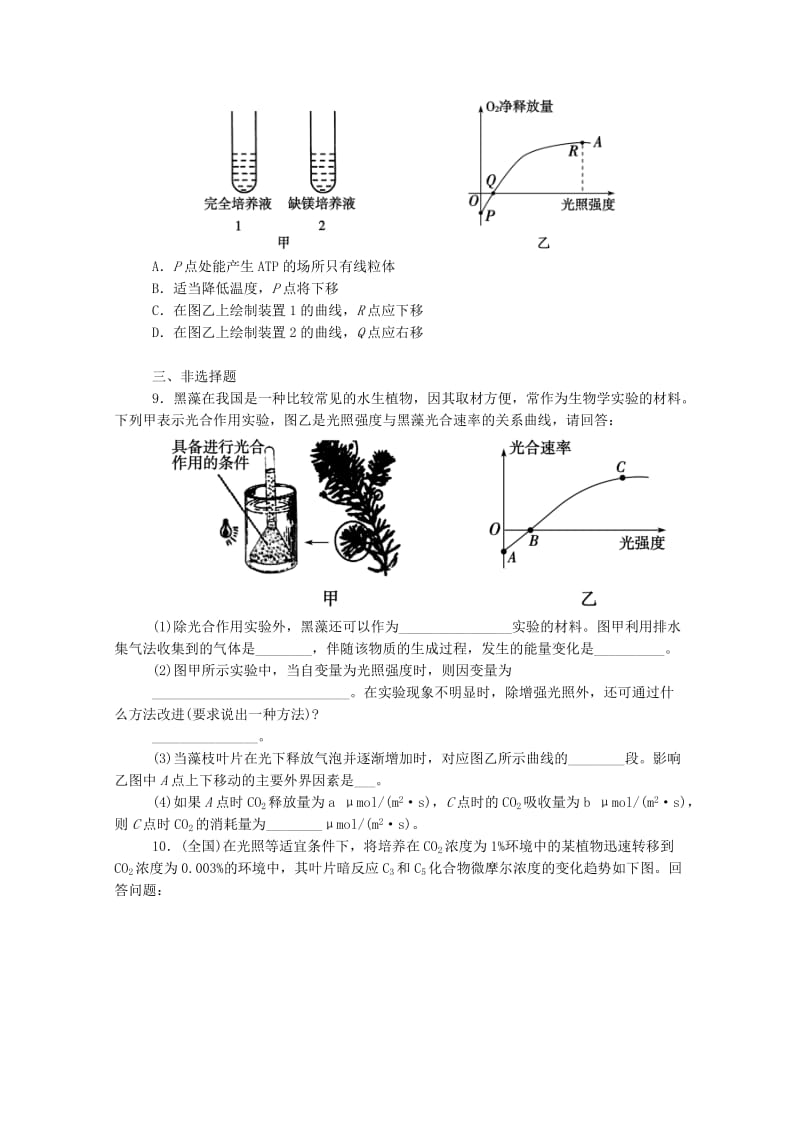 2019年高考生物 拉分题型与提分秘籍训练 第11讲 能量之源-光与光合作用.doc_第3页