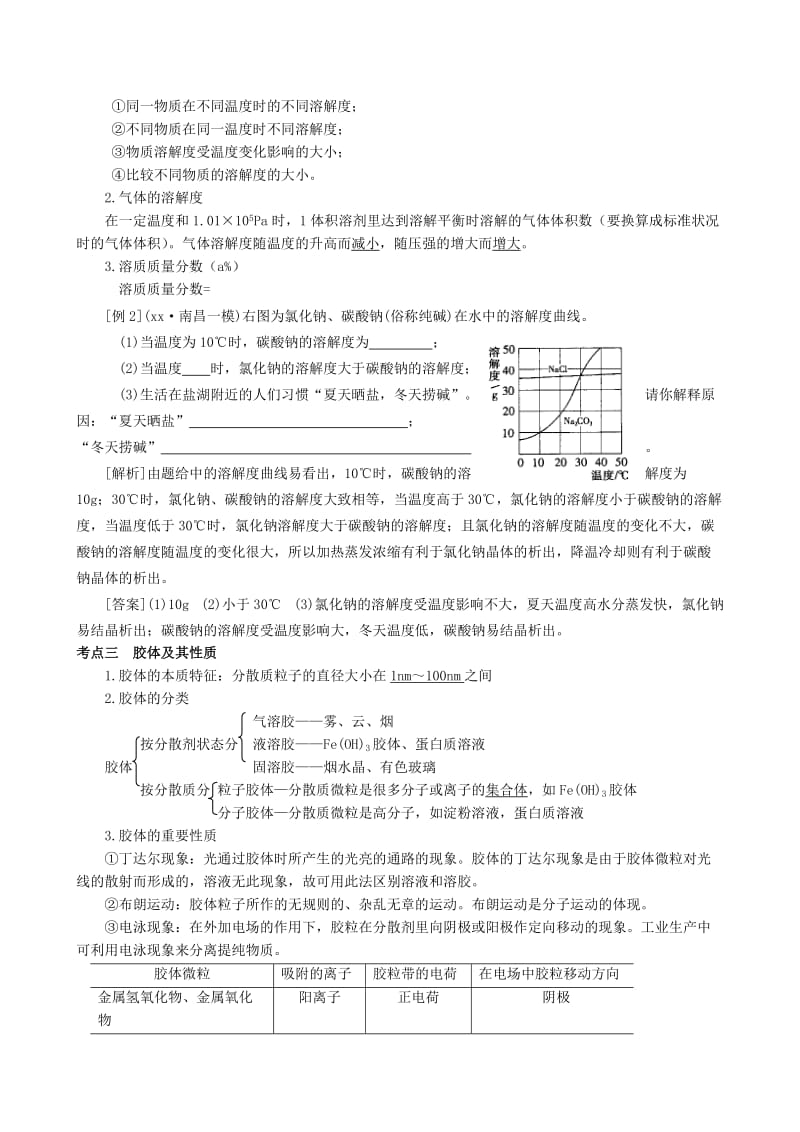 2019-2020年高考化学知识点详解大全 第一部分 化学基本概念 第7讲 溶液与胶体.doc_第2页