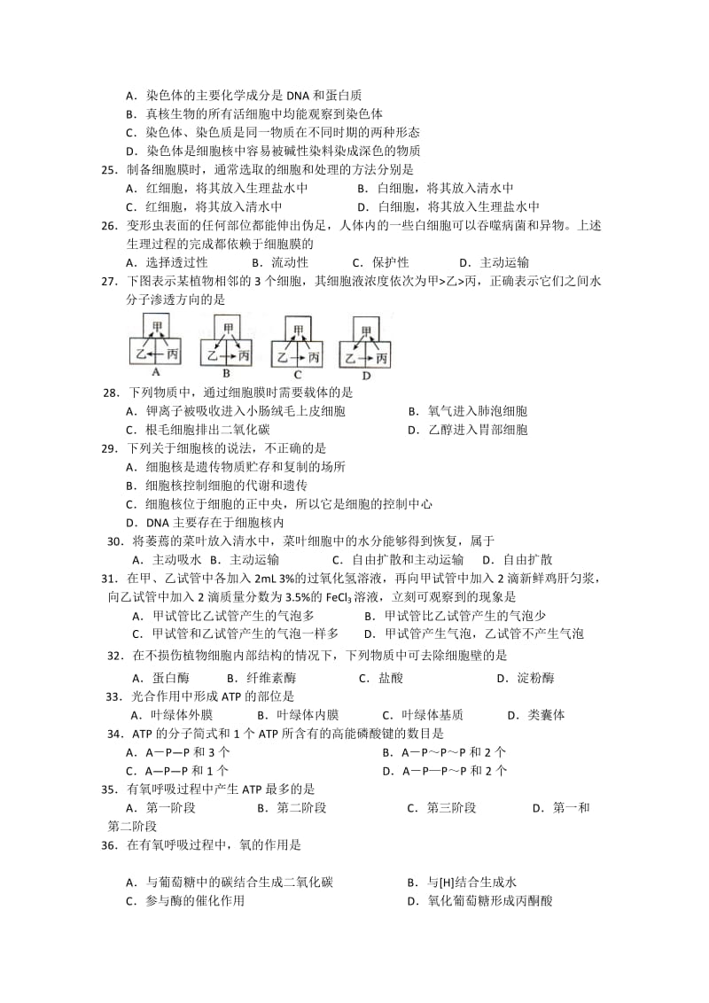 2019-2020年高二上学期期中练习 生物试题.doc_第3页