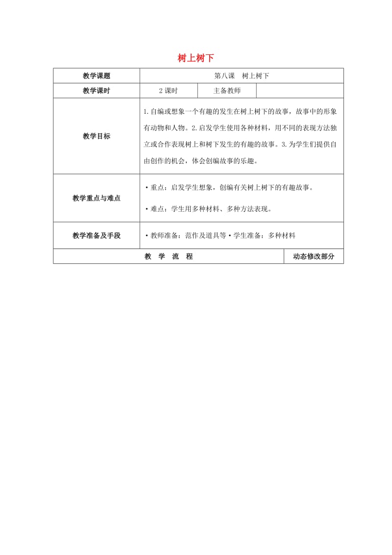 二年级美术下册 树上树下表格式教案 苏少版.doc_第1页