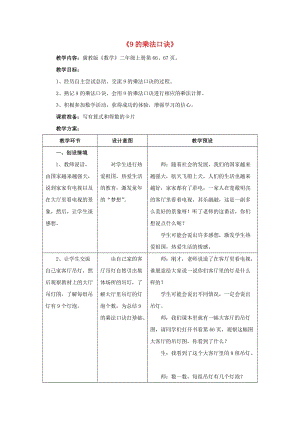 2019秋二年級(jí)數(shù)學(xué)上冊(cè) 7.1《9的乘法口訣》教案 （新版）冀教版.doc