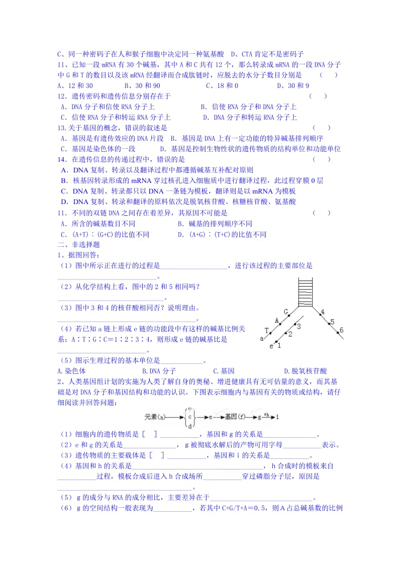 2019-2020年高一下学期第13周生物周末练习.doc_第2页