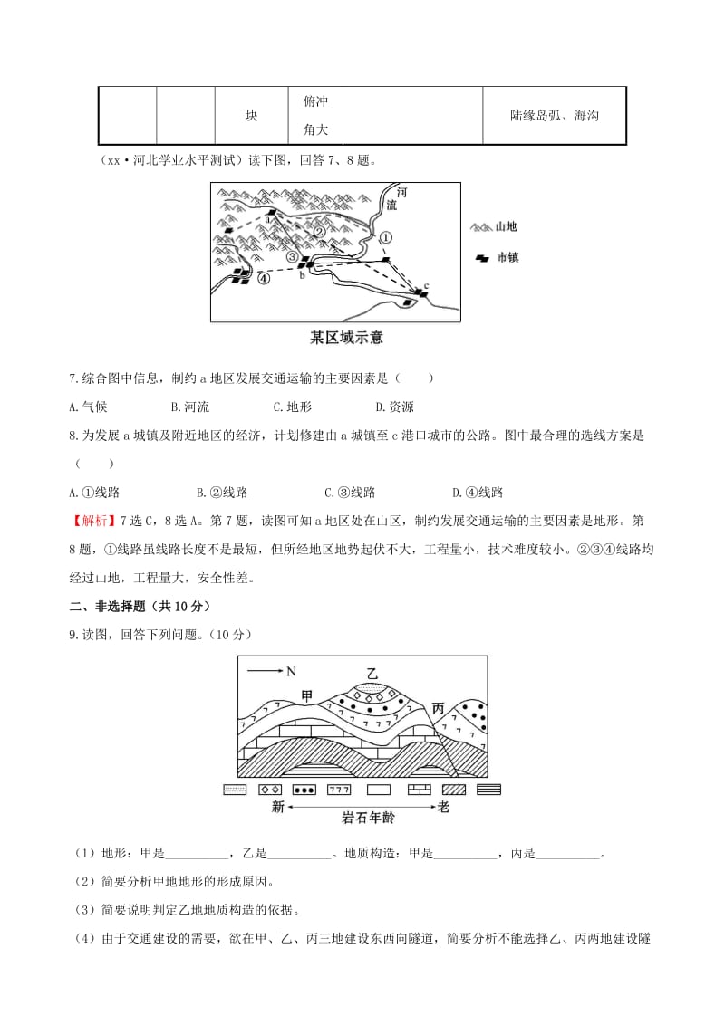 2019年高中地理 4.2 山地的形成课时提升作业 新人教版必修1.doc_第3页