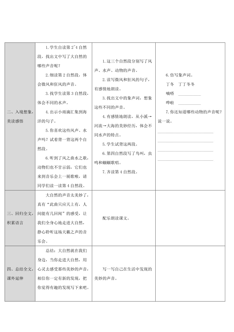 三年级语文上册 第七单元 21 大自然的声音教案2 新人教版.doc_第3页