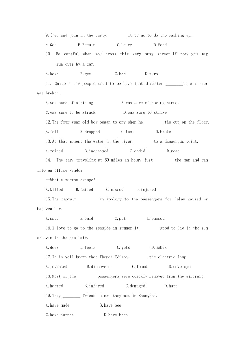 2019-2020年高考英语 能力测试基础训练6 动词.doc_第2页