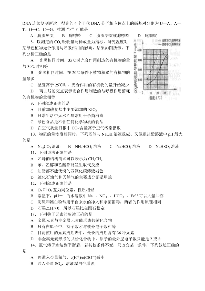 2019-2020年高考试题——理科综合能力测试（山东）.doc_第2页