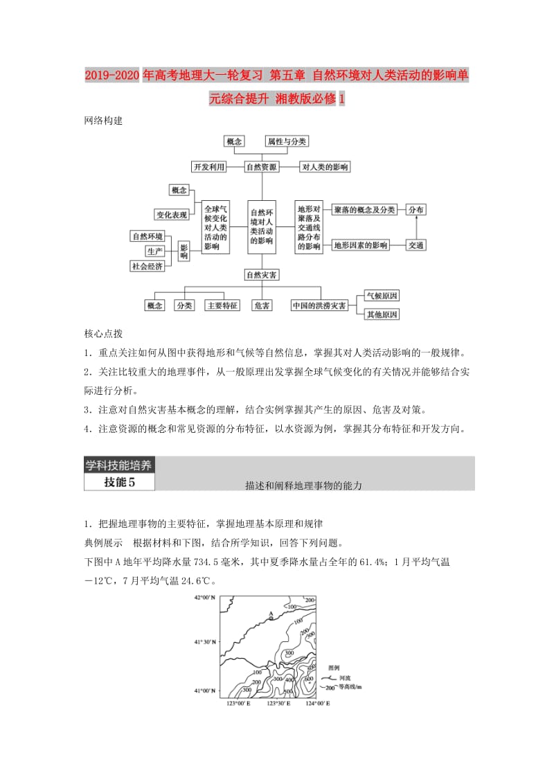 2019-2020年高考地理大一轮复习 第五章 自然环境对人类活动的影响单元综合提升 湘教版必修1.doc_第1页