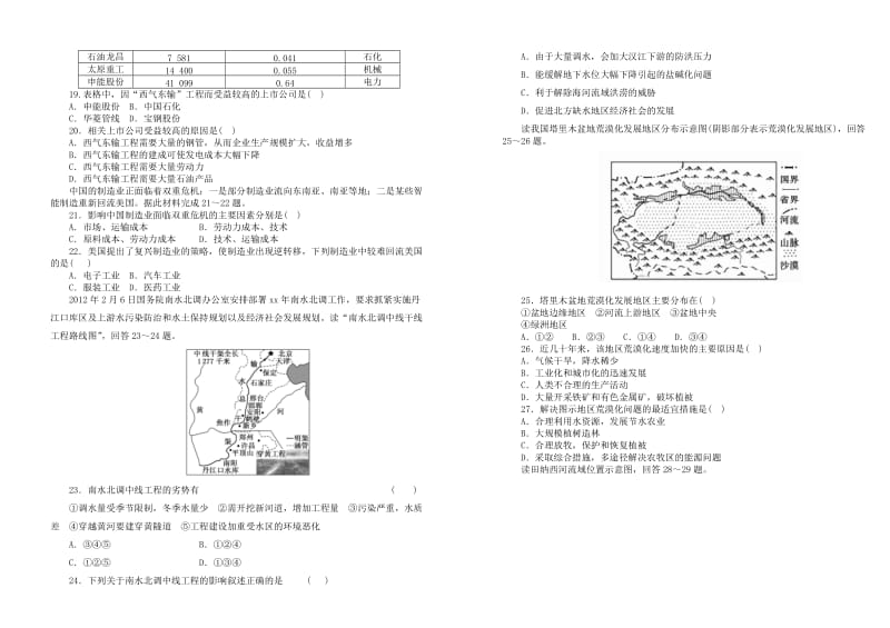 2019-2020年高二地理9月考试试卷.doc_第3页