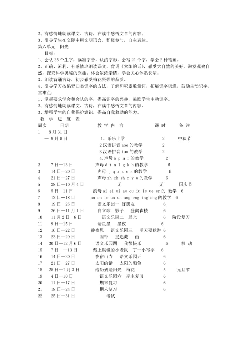 一年级语文下册教学计划 鄂教版.doc_第3页