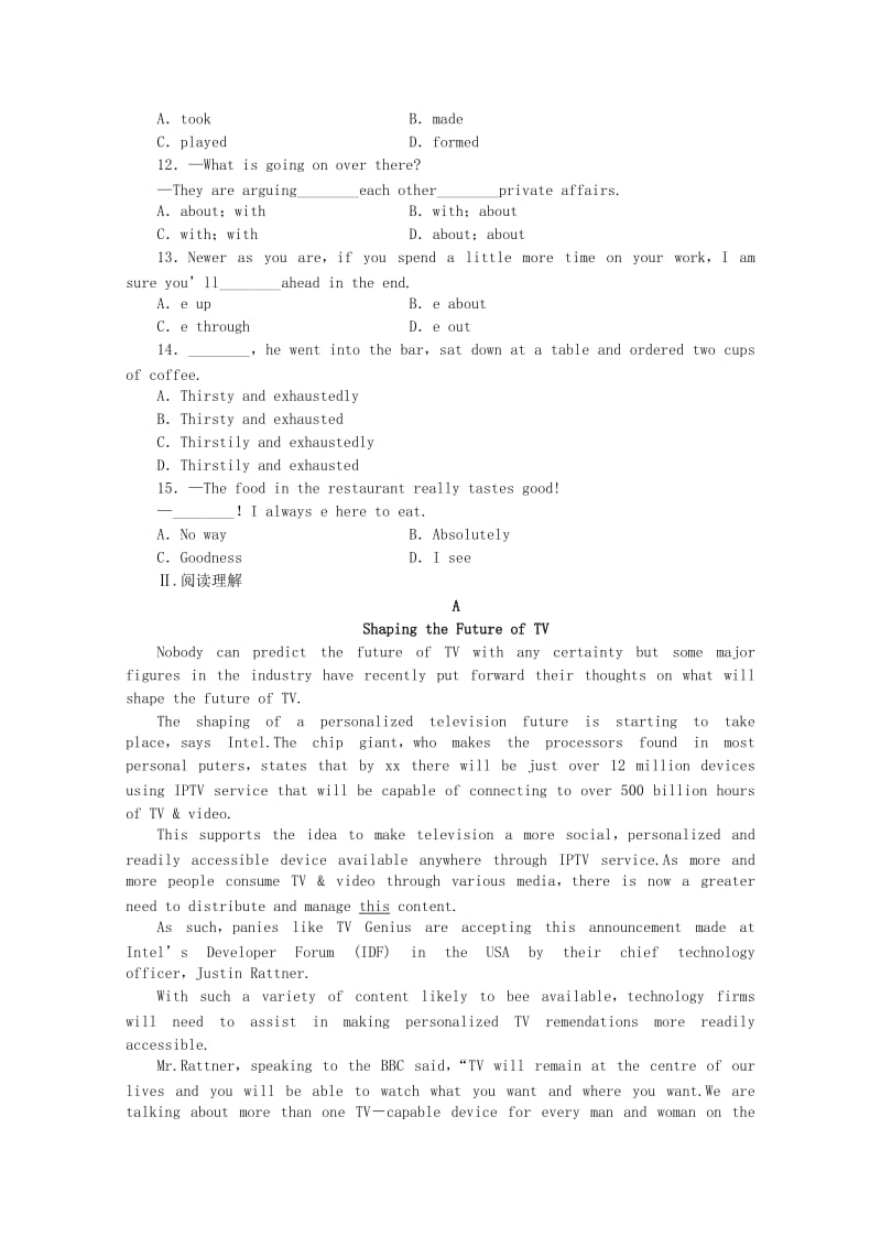 2019年高考英语 语法专练 Module 6 Films and TV Programmes课后达标 外研版必修2.doc_第2页