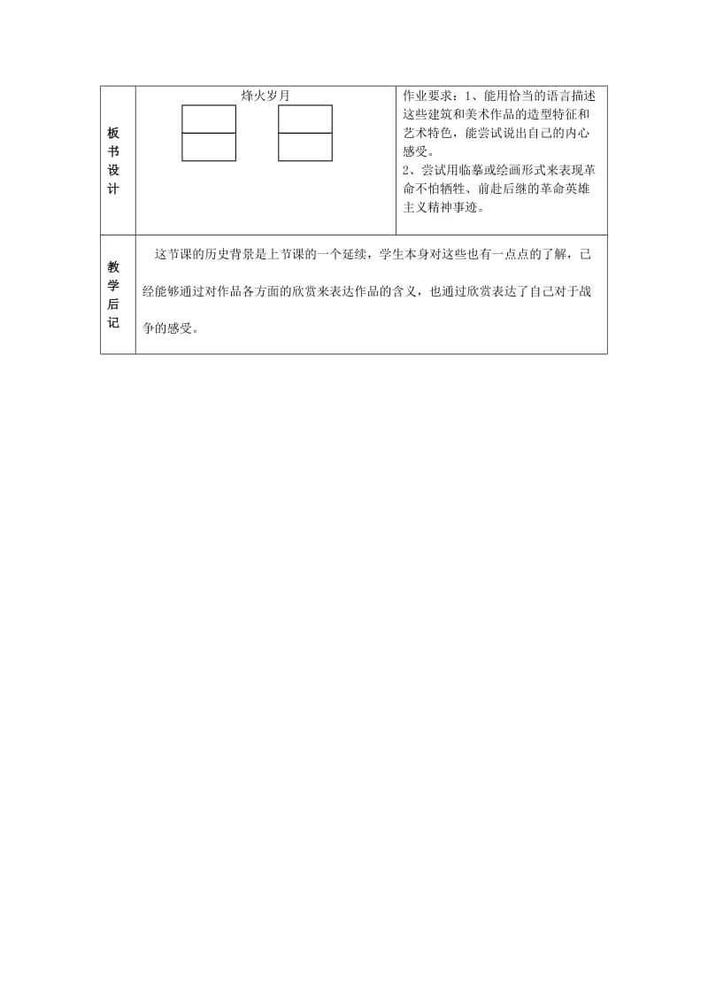 2019春五年级美术下册 第2单元 关注社会与生活 第4课《烽火岁月》教案 岭南版.doc_第2页