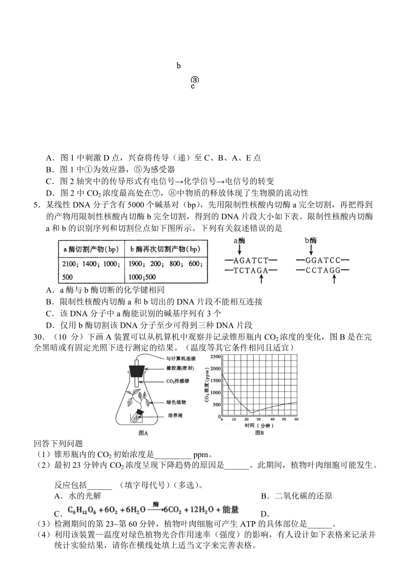 2019-2020年高三下学期6月模拟考试理综试题（1）.doc_第2页